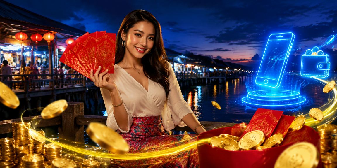 Sampul merah bonus Tahun Baru Cina bergaya Malaysia melambangkan tuah dan hadiah jackpot lk12